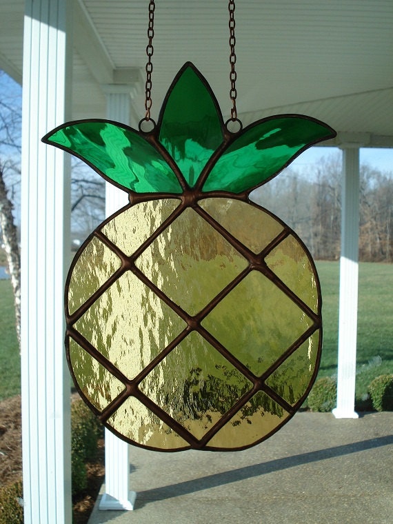 Pineapple Stained Glass Suncatcher by TheGlassShire on Etsy