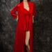 Vintage 1980's Olga Robe (M) and Mini Babydoll Gown (L) Set Red Treasury Item