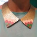 Gold leather collar necklace with scallop detail and chain/lobster clasp fastening