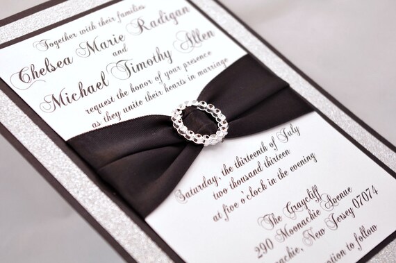 DIY Stunning Black & Silver Glitter Wedding by InviteBling on Etsy