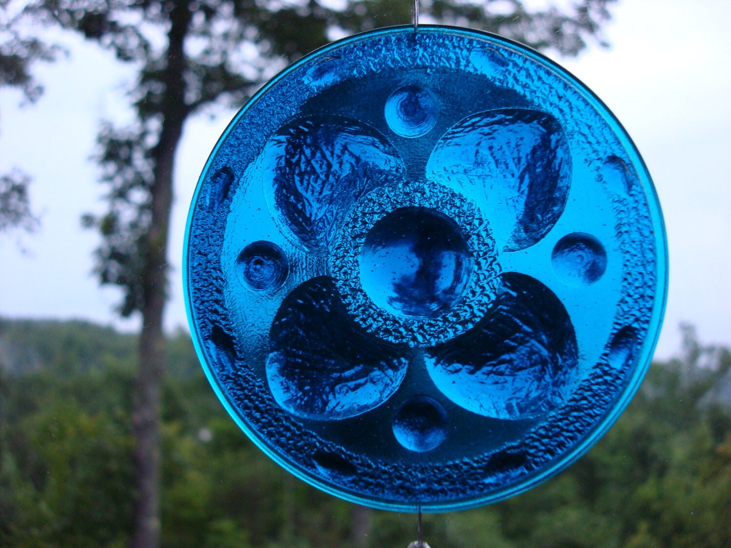 DEEP AQUAVintage Stained Glass Jewel wind by mistymountainglass