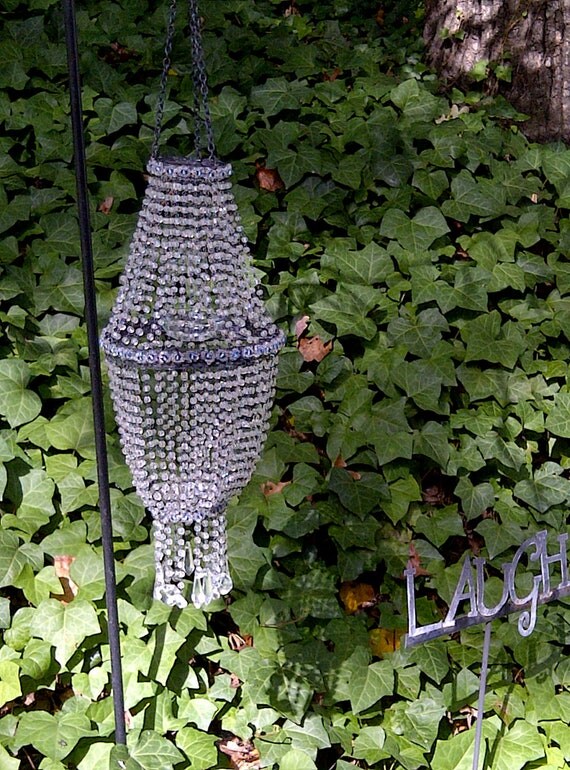 Items similar to Vintage Glass Beaded Outdoor Hanging Light on Etsy