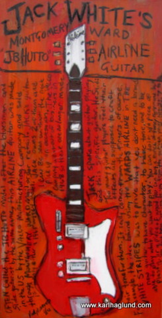 Guitar Art. Guitar Gift Idea. Jack White Art. Iconic Guitar