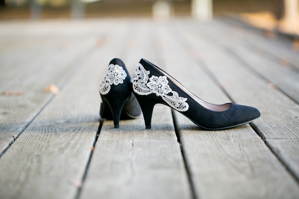 black and ivory heels