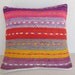 Modern Bohemian Home Decor , Embroidered Handwoven Striped Vintage Tribal Turkish Kilim Pillow cover 16" x 16"