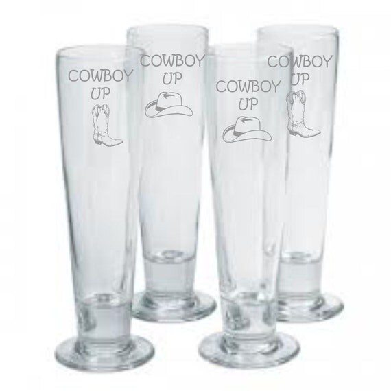 Cowboy Up Cowboy Hat Cowboy Boot Choice of Pilsner Beer Mug