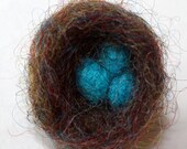 Robin's Nest Brooch, Felt Brooch, Nest Pin, Blue egg