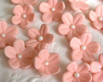 GUM PASTE BLOSSOMS / 30 Peach Flowers / Edible Cake Topper and Cupcake Decorations