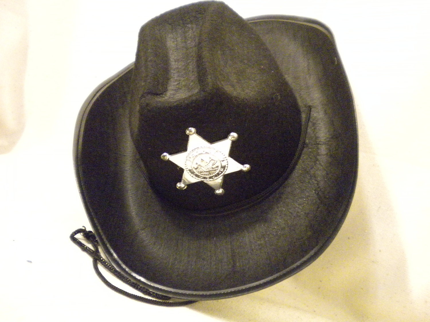 Black Cowboy Hat with Sheriff Badge Star