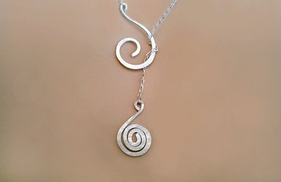 Download Spiral necklace Lariat Necklace with Special meaning Silver