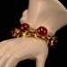 Chunky Red Cabochon & Rhinestone Bracelet - Large