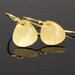 Gold TEARDROP Earrings - 24K Gold Vermeil, Brushed Finish Vermeil Earrings, Wavy Disc Gold Earrings, Petite Teardrop Earrings.