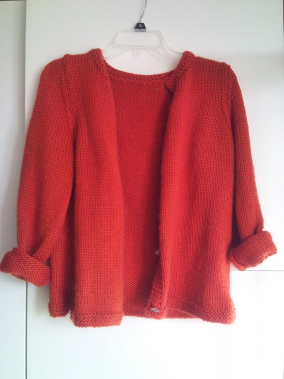 Burnt Orange Knitted Cardigan Sweater Free by InfinitynBeyondx