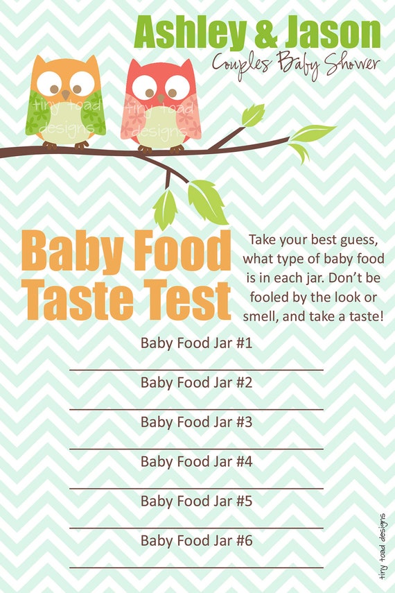 Baby Food Taste Test Game Card to match any item by tiny toad