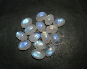 Natural Rainbow moonstone 15 Piece Lot Full Flashy Rainbow Fire Oval Shape Good Quality Size 8X12 mm