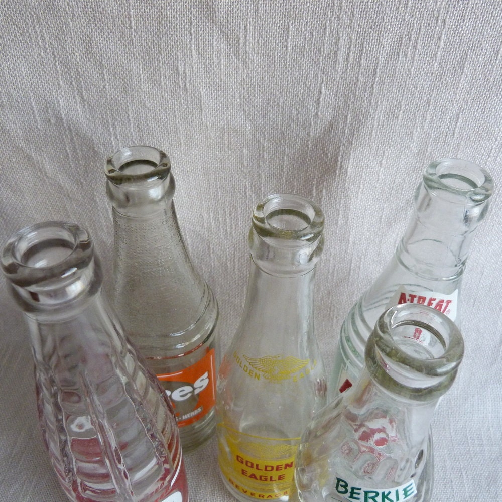 Vintage Soda Soft Drink Bottles Lot of 5 TruAde Hires