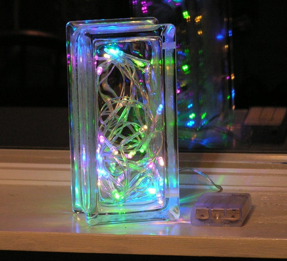 Beautiful Glass Block Light with multicolored pastel LED