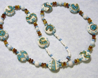 Art Glass and Gemstone Necklace