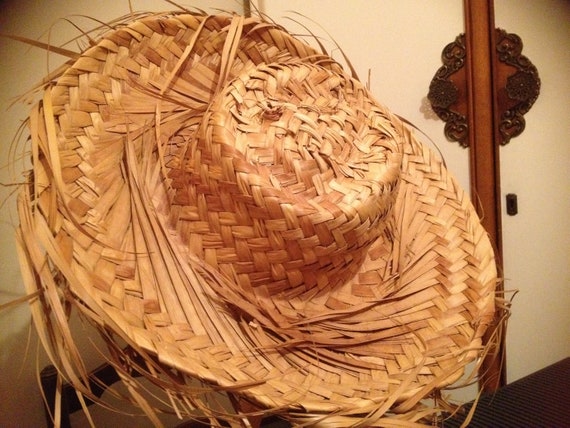 straw cowboy haystacks hat vintage 70s huckleberry finn