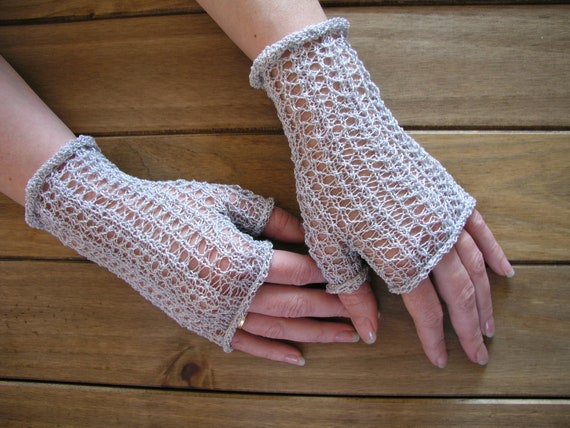 Hand knitted lacy fingerless gloves / wrist by CrazyAboutGloves - Etsy