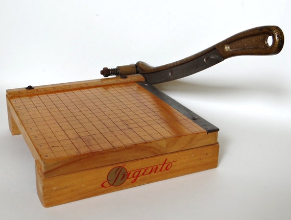 Vintage Ingento No.2 Paper Cutter  Wood and Cast Metal