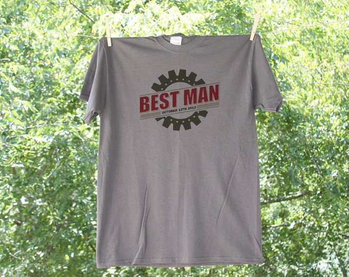 Groom, Best Man and Groomsman Set of 3 - Cog Shirts personalized with date