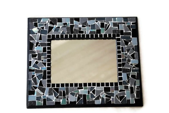 Black Mosaic Mirror by GreenStreetMosaics on Etsy