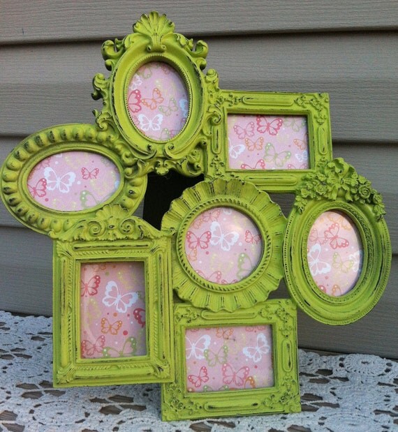 Lime Green French Frame Cluster / Frame Collage / Wall Frame