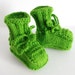 Newborn booties: hand knitted newborn booties, baby booties, green wool yarn