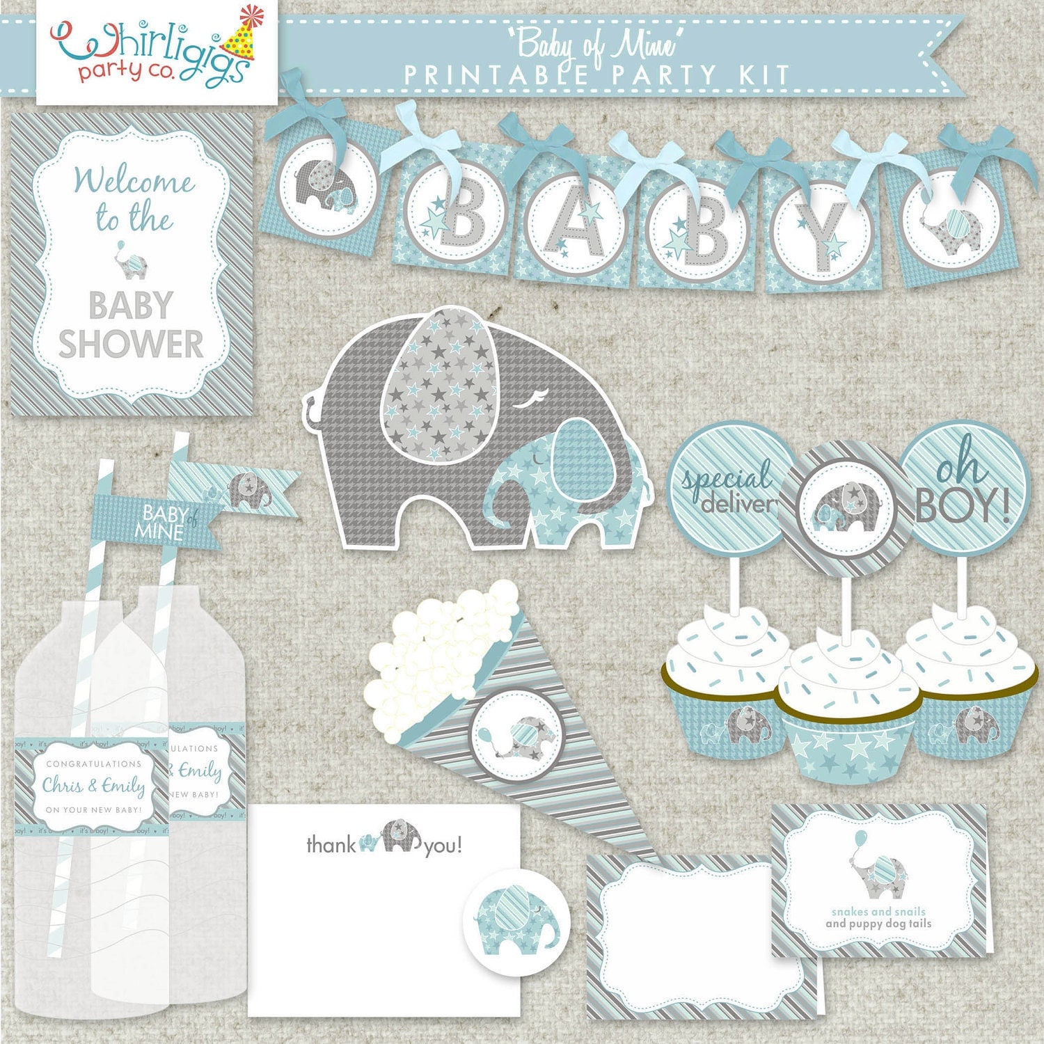 Boy Baby Shower Printable PDF Party Baby of Mine