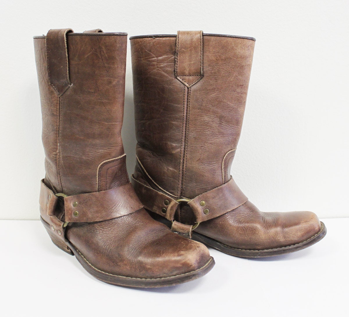 Brown vintage Joe Sanchez cowboy western harness boots brown