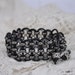 Gunmetal chain and black leather bracelet with silver plated pewter beads. Boho Chic, Goth, Gothic, Country, Biker, Rocker