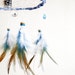 Dream Catcher - Lightcatcher - Sparkling Drops - Turquoise and White Crystals, Prism, Blue Frame and Feathers - Art, Mobile