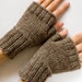 Taupe Knit Fingerless Mittens, Fingerless Gloves, Wrist Warmers, Light Brown Wool Mittens