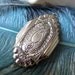 jewelry locket large silvertone oval shape embossed