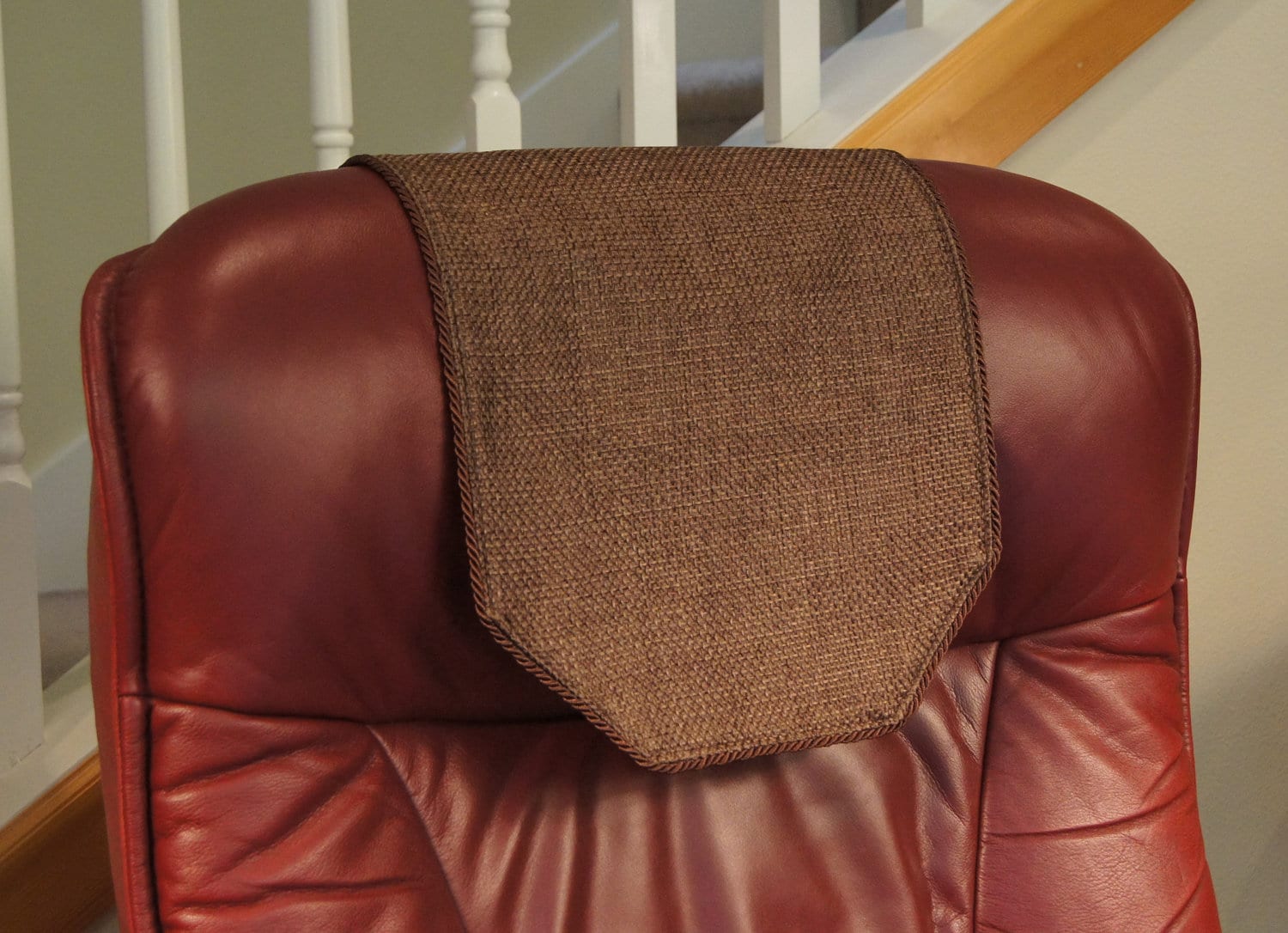 Recliner Chair Headrest Cover Chocolate Burlap