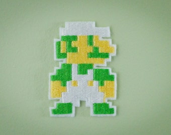 8 BIT LUIGI -- Nintendo Throwback Embroidered Iron-on NES Patch