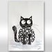 SALE - FREE SHIPPING Original Ink Drawing Black And White Cat Painting - "Spotty kitty" painting A4 size painting 12 x 8