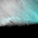 Teal black and white storm birds landscape mixed media print