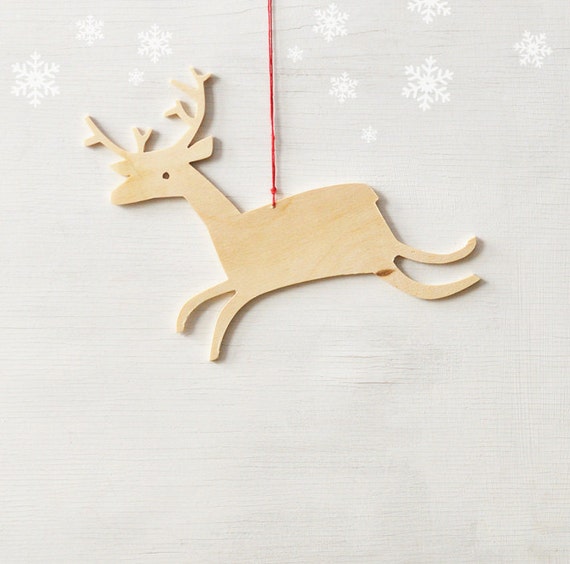 Items similar to SALE  Deer ornament wooden  reindeer 