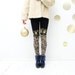Size: XS, S- Dark brown golden animap skin print stocking leggings