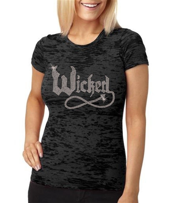 Items Similar To Women's Custom Bling Halloween WICKED Burnout ...