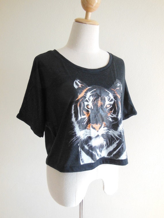Tiger T-Shirt Animal Style Tiger Shirt Black T-Shirt Crop Top