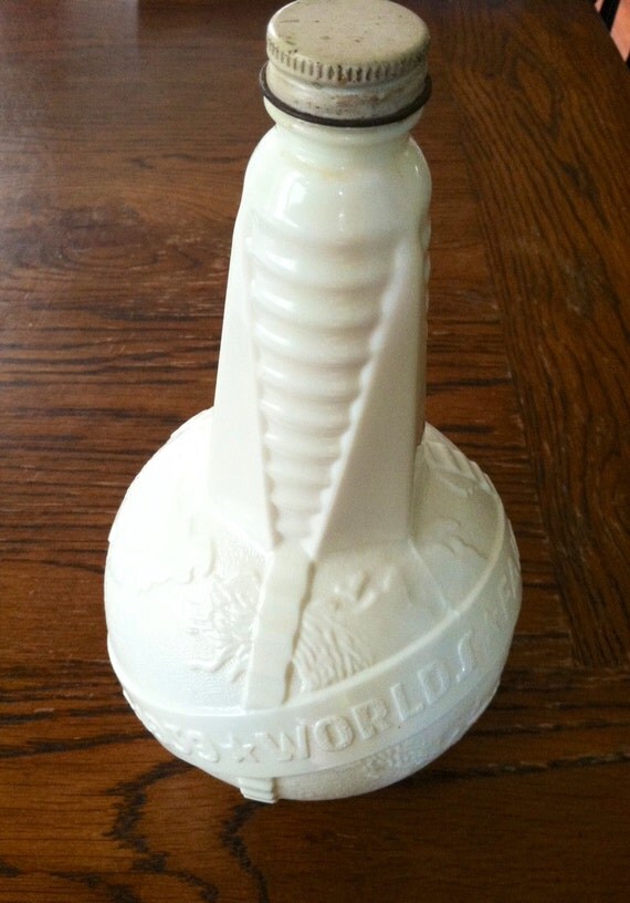 1939 Worlds Fair Collectible Milk Glass Bottle by DixieDownHome