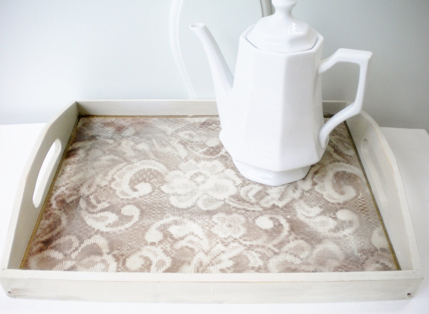 Tray Wood Vanity Tray Serving Tray French Country Toile