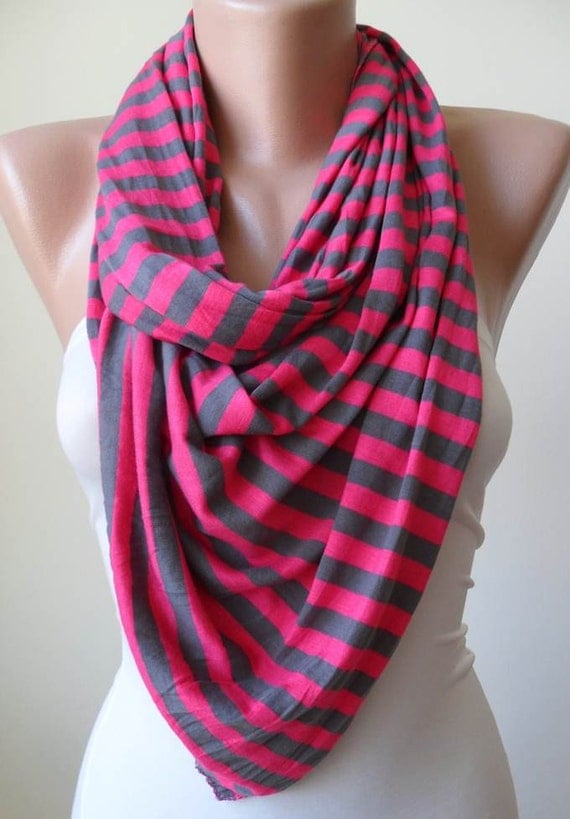 Pink and Grey Scarf Combed Cotton Summer Colors