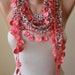 ON SALE - Perfect Gift - Perforated Fabric - Bright Salmon Scarf with Coral Trim Edge - Summer Collection