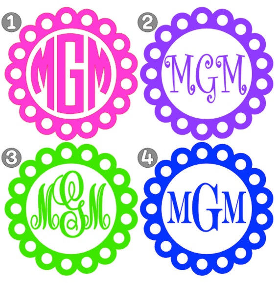 Items similar to 3" Scalloped circle monogram decal - Personalized for you on Etsy