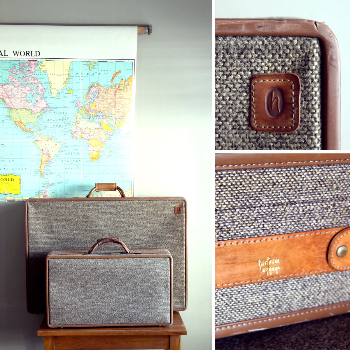 Vintage Tweed Hartmann Luggage Set