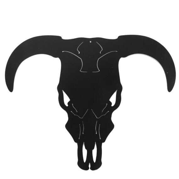 Western Cow Skull with Horns Down Metal Sign by RillaBee on Etsy